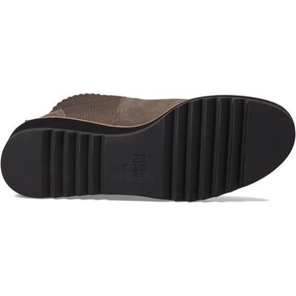 Eileen Fisher Lilou Women's US 6.5 Chelsea Bootie Rye Taupe Nubuck Wedge Heel - Picture 5 of 14